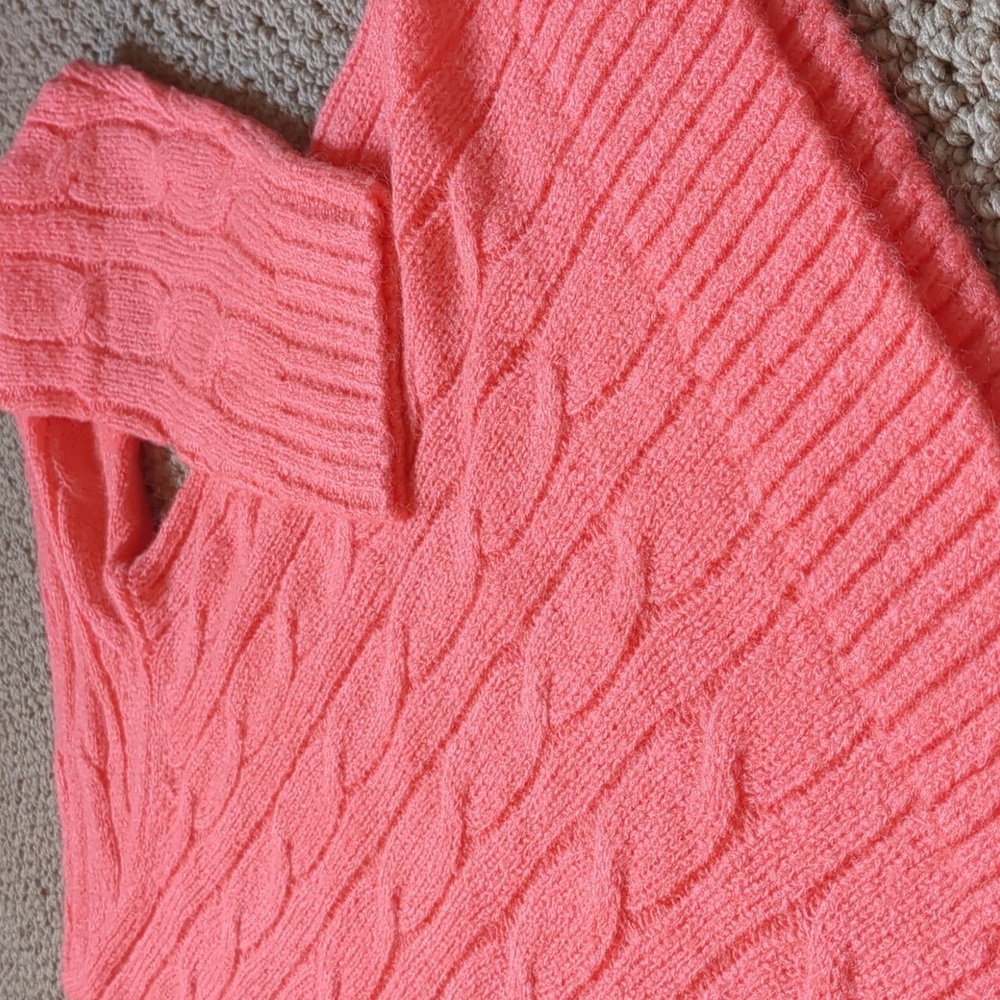 Lilly Pulitzer Dario Rhinestone Embellished Coral Scoop Neck Cable Knit Sweater - Picture 12 of 13